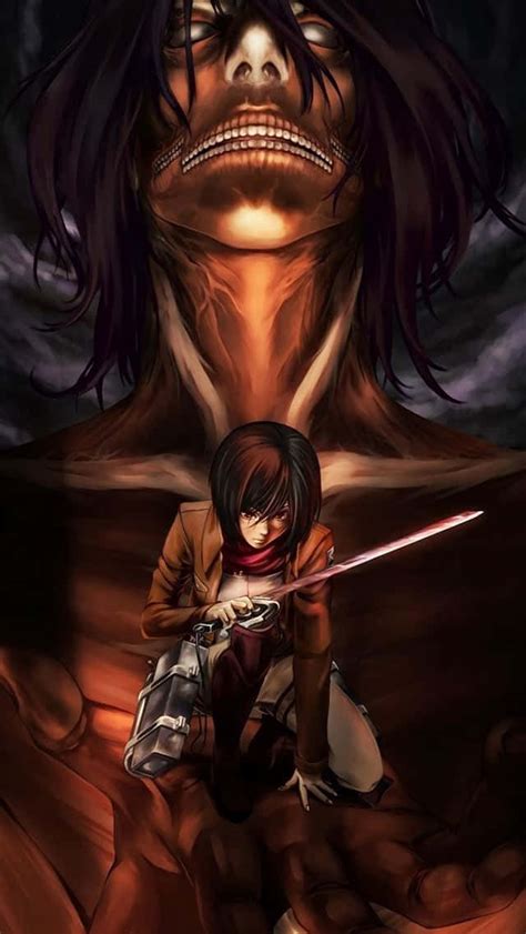 Download Attack On Titan Anime Eren Mikasa Wallpaper | Wallpapers.com