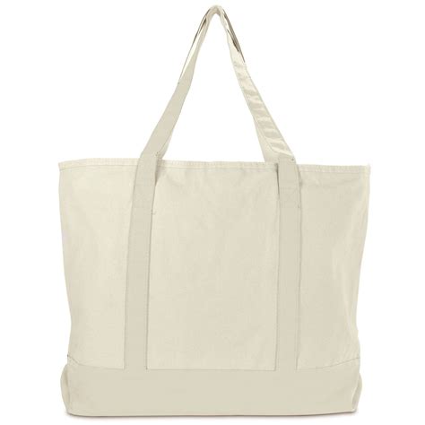 22" Heavy Duty Cotton Canvas Tote Bag (Zippered) (Natural) | eBay