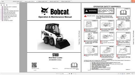 Bobcat Skid-Steer Loader S100 Operation & Maintenance Manuals