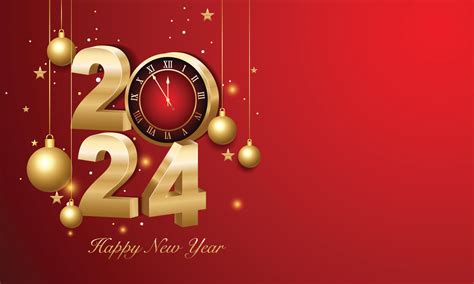 Happy new year 2024. 3d gold numbers with golden Christmas decoration ...