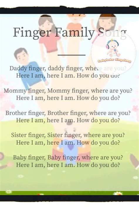 Finger Family Song Lyrics | Finger family song, Finger family rhymes ...