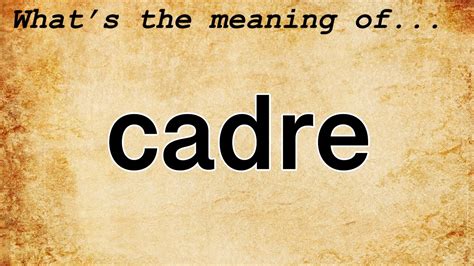 Cadre Meaning : Definition of Cadre - YouTube