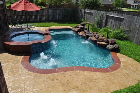 This small pool and spa in Katy Tx (Houston, TX) features stamped ...