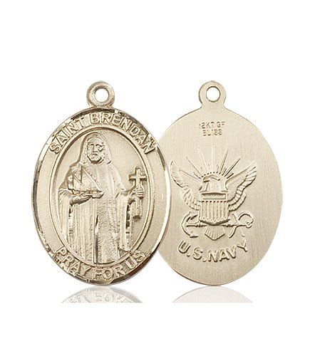 St Brendan the Navigator Navy Pendant - 14 KT Gold (#90146) - Catholic ...