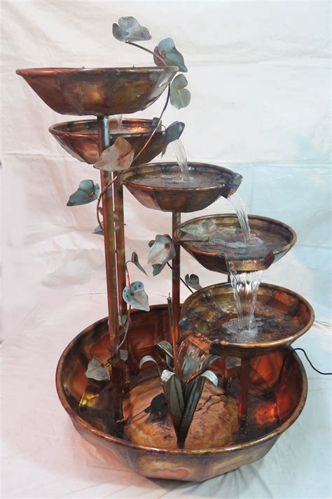 Copper Water Fountain 5 Bowl 5 Foot Waterfall | COPPER FOUNTAINS