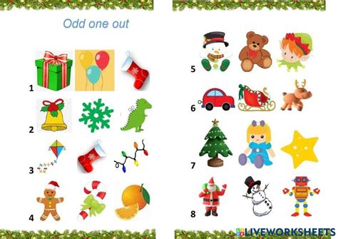 Christmas vocabulary Odd one out worksheet | Live Worksheets