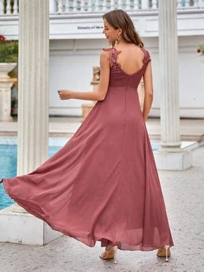 Search knee length dress semi formal | SHEIN USA Chiffon Prom Dress ...