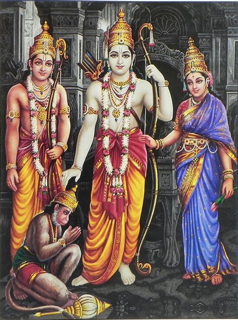 Rama, Lakshmana, Sita and Hanuman