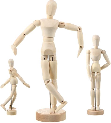 3 PCS Artist Mannequin Model Moveable Wooden Manikin Wood Drawing ...