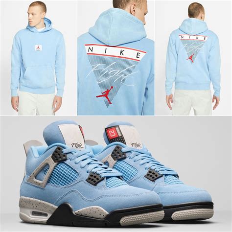 Air Jordan 4 UNC University Blue Shirts Hats Outfit Match