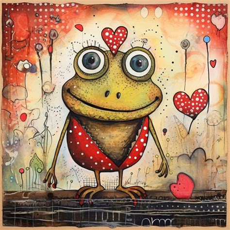 Whimsical Valentine Frog Art Free Stock Photo - Public Domain Pictures