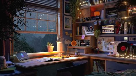 Cozy Study Room with Gentle Rain Sounds - Ambience for Studying ...