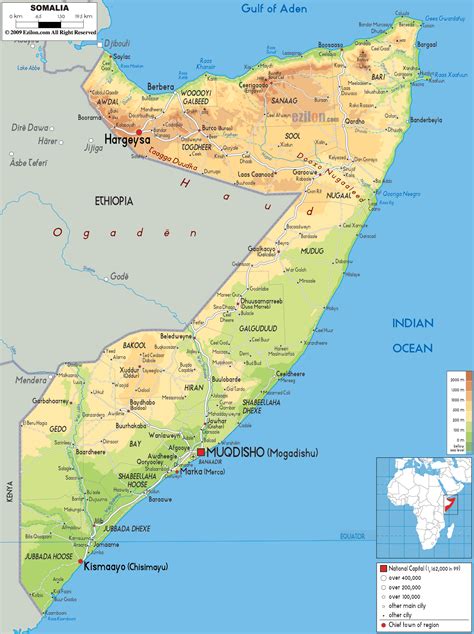 Physical Map of Somalia- Ezilon Maps