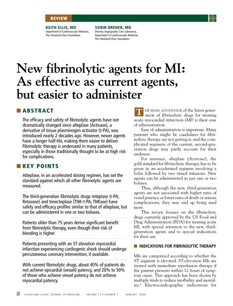 (PDF) New fibrinolytic agents for MI: As effective as current agents ...