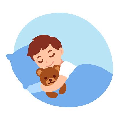 Tidur Anak Lakilaki Dengan Boneka Beruang Ilustrasi Stok - Unduh Gambar ...