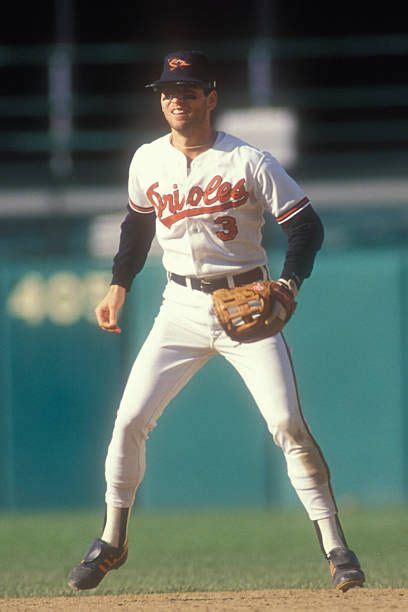 Billy Ripken of the Baltimore Orioles in postion during a baseball game ...