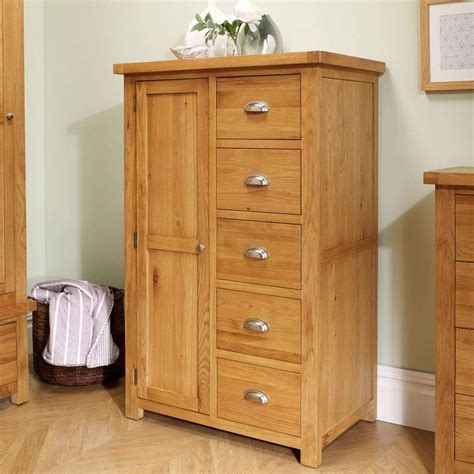 1 Door 5 Drawer Combination Wardrobe, Happy Beds Woburn Solid Wood Oak ...