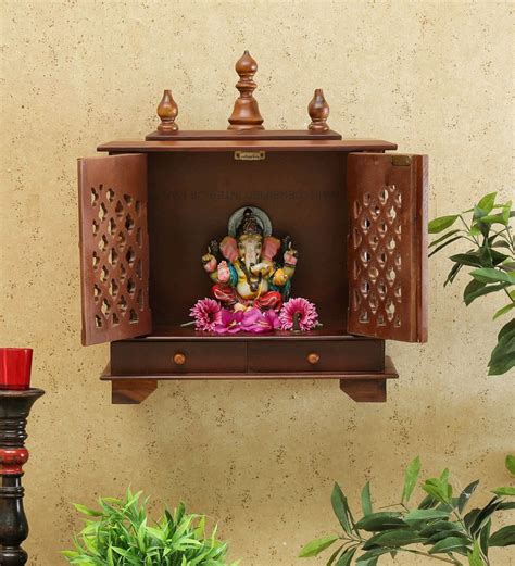 Honeywood Wooden Shelf Style Pooja Mandir Without Door ...