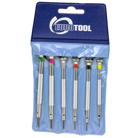 French Made Premium Watchmakers Screwdrivers Set of 6 0.80mm to 2.00mm