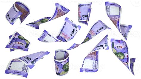 3D rendering of 100 Indian rupee notes flying in different angles and ...