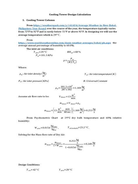 Cooling Tower Design Calculation | PDF | Humidity | Density