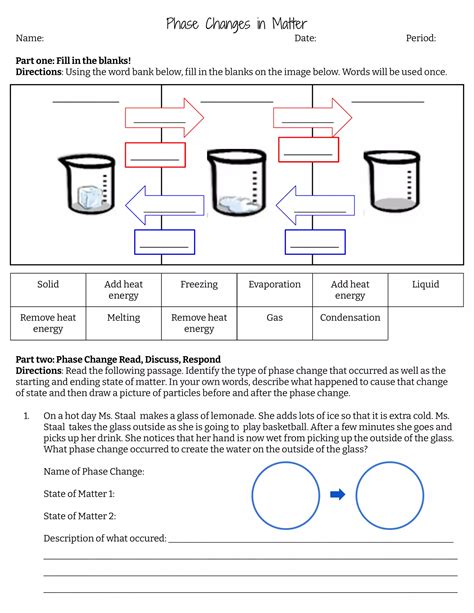 Phase Change in Matter Worksheet Interactive Worksheet – Edform