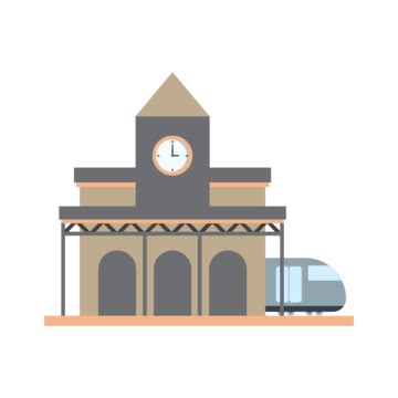 Railway Train Station Vector PNG Images, Train Train Station, Train ...