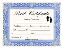 Blank Baby Birth Certificate Templates