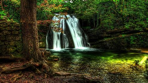 Spring Waterfall Forest HDR-Nature HD Wallpaper Preview | 10wallpaper.com