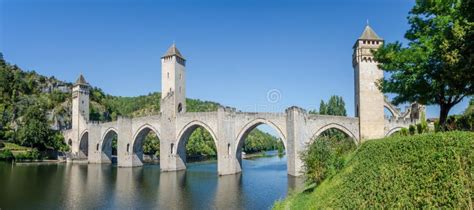 FRANCE CAHORS View the Medieval Bridge in Cahors Town. the Town Stock ...