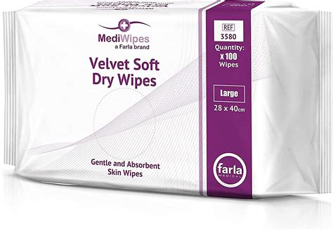 Farla Medical MediWipes Patient Dry Wipes, Large Velvet Soft & Super ...