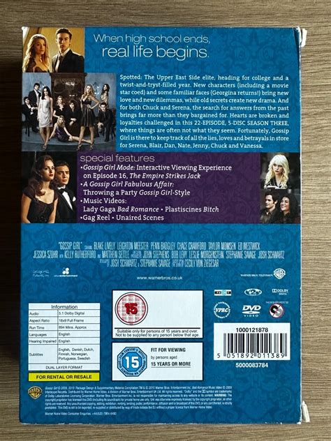 Gossip Girl Saison 3 DVD Coffret États-unis Ado Drame Série W / Blake ...