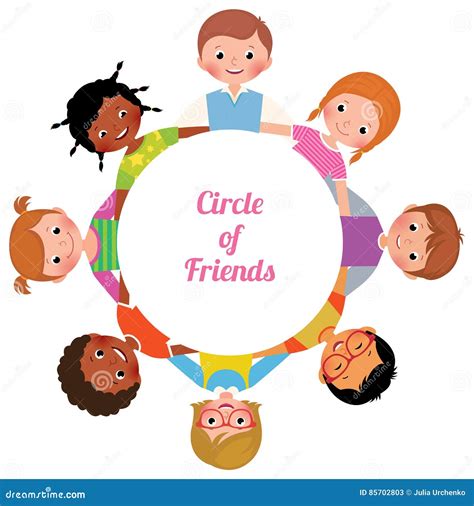 Happy Cheerful Children Girls and Boys in the Circle of Friends Stock ...