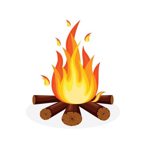 Cartoon Fire Flames Bonfire Campfire Vector