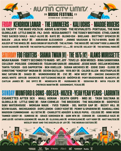 Lineup | ACL Music Festival | October 6-8 & 13-15, 2023