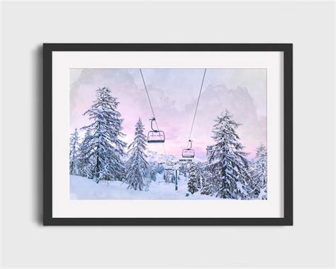 SKI CHAIR LIFT Watercolor Painting Ski Home Decor, Skier Print, Ski ...