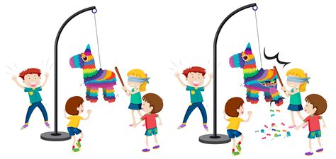 Children hitting pinata game 300072 Vector Art at Vecteezy