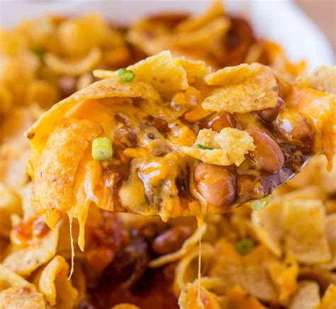 Cheesy Crunchy Frito Pie with ground beef, ranch style beans, cheese ...