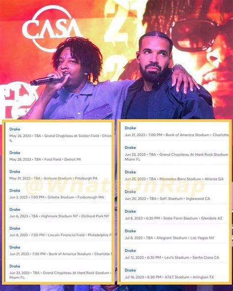 Drake and 21 Savage Tour 2023: Leaked screenshots dates send fans into ...