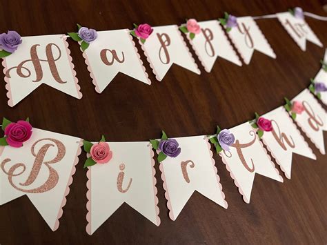 Floral Happy Birthday Banner Floral Birthday Banner Floral - Etsy