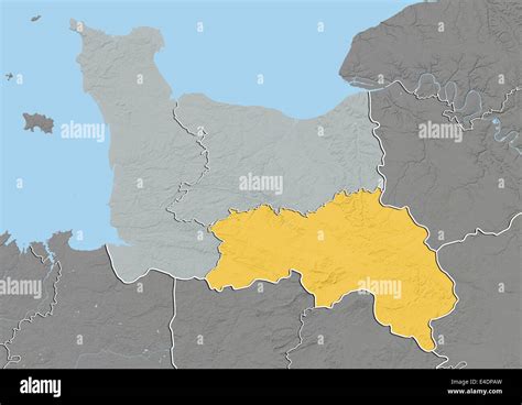 Departement of Orne, France, Relief Map Stock Photo - Alamy