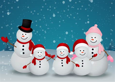 family of snowman christmas background 619708 Vector Art at Vecteezy