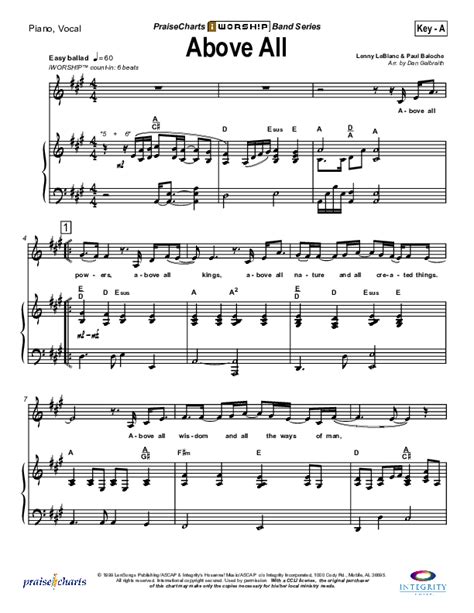 Above All Sheet Music PDF (Lenny LeBlanc) - PraiseCharts