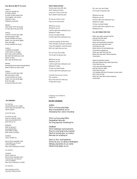 Only Reminds Me of You Lyrics | Refrain | Song Structure