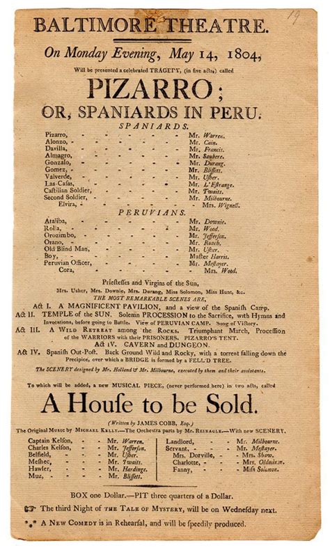 Twenty four early and unrecorded Baltimore Theatre playbills - Rare ...