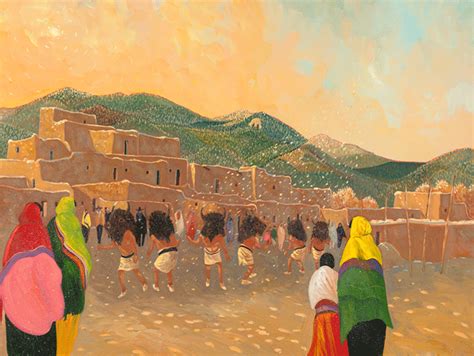 Taos Pueblo Dancing by Ed Sandoval (oils), Taos | Mexico art, Taos ...