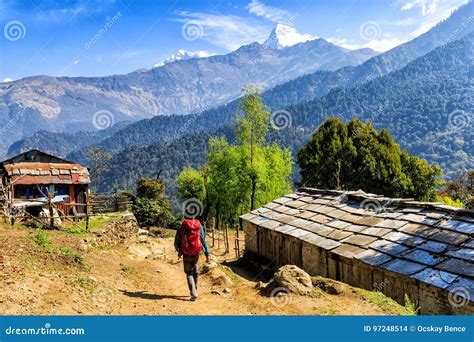 Mountain village in Nepal stock photo. Image of himalayas - 97248514