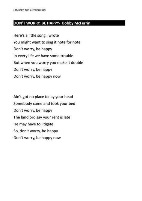 Lyrics "Don't worry, be happy" by Escola Collbaix - Issuu