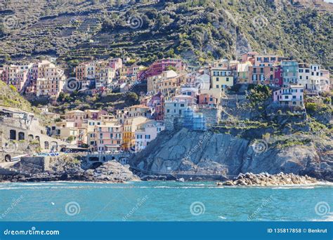 Manarola Architecture from the Sea Stock Photo - Image of cityscape ...