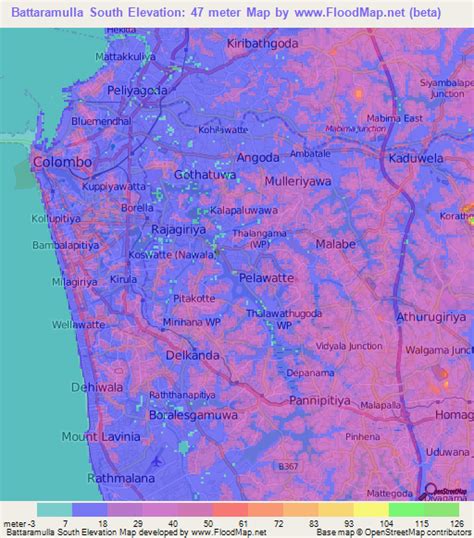 Elevation of Battaramulla South,Sri Lanka Elevation Map, Topography ...